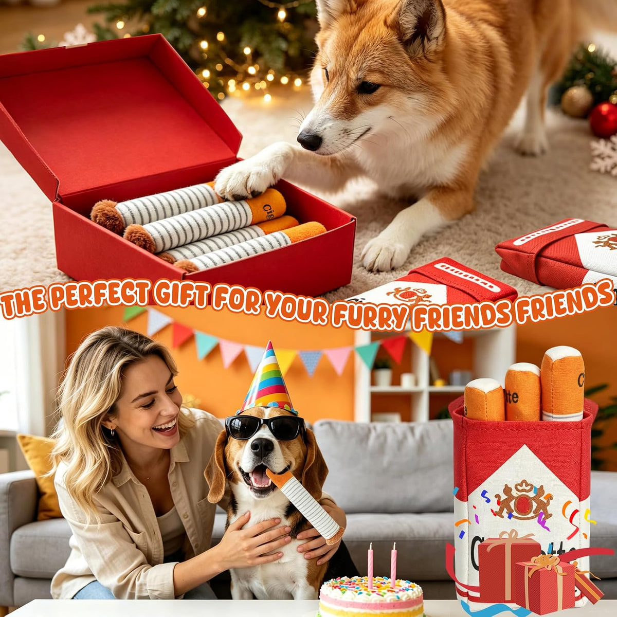 Funny Dog Toys for Small Medium Dogs, Squeaky Interactive Dog Toy